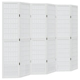 Room Divider 6 Panels White Solid Wood Paulownia 358794