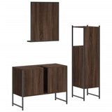 3 Piece Bathroom Cabinet Set Brown Oak Engineered Wood 3214353