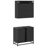 ZNTS 2 Piece Bathroom Furniture Set Black Engineered Wood 3300915