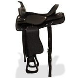 Western Saddle. Headstall&Breast Collar Real Leather 17" Black 91354