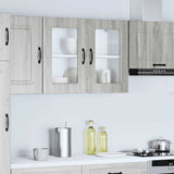 Kitchen Wall Cabinet with Glass Door Kalmar Grey Sonoma Engineered Wood 853613