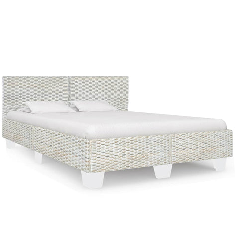 Bed Frame without Mattress Grey Natural Rattan 140x200 cm 283091