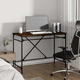 Desk Brown Oak 100x50x75 cm Engineered Wood and Iron 826723