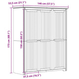 Wardrobe "BODO" Grey 146x53,5x173 cm Solid Wood Pine 355064