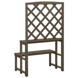 ZNTS Plant Stand with Trellis Grey 70x42x115 cm Solid Fir Wood 316414