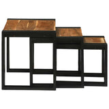 Nesting Table 3 pcs Brown and Black Solid Acacia Wood and Metal 4104728