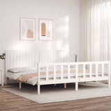 Bed Frame without Mattress White 200x200 cm Solid Wood Pine 3192967