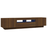 2 Piece TV Cabinet Set with LED Lights Brown Oak Engineered Wood 3120169