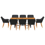 Garden Dining Set 9 pcs Black and brown Poly Rattan 3261624