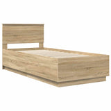 Bed Frame with Headboard Sonoma Oak 90 x 190 cm Engineered Wood 3408203