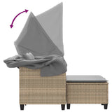 Garden Sofa Beige PE Rattan 2-seater Removable Covers 365785