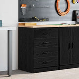 ZNTS Garage Storage Cabinet Black 60x51x85 cm Solid Wood Pine 860599