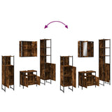4 Piece Bathroom Cabinet Set Smoked Oak Engineered Wood 3214767