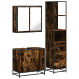 ZNTS 3 Piece Bathroom Furniture Set Smoked Oak Engineered Wood 3301127