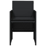 5 Piece Garden Dining Set with Cushions Black Poly Rattan 365081