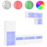 6 Piece TV Wall Units with LED White Engineered Wood 3216732