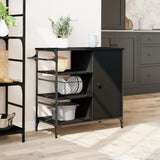 Kitchen Trolley Black 87.5x38.5x84.5 cm Engineered Wood 842386