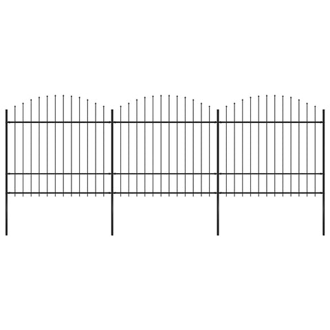 Garden Fence with Spear Top Steel 537x175 cm Black 277741