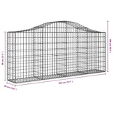 Arched Gabion Baskets 4 pcs 200x30x80/100 cm Galvanised Iron 3145411