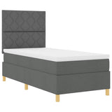 Box Spring Bed with Headboard Dark grey 100 x 200 cm Fabric 3339673