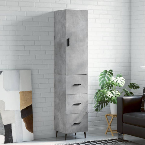 Highboard Concrete Grey 34.5x34x180 cm Engineered Wood 3198869