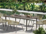 Garden Table, Outdoor Dining Table for 6 People, 160 x 90 x 74 cm, with Rust Resistant Metal Frame, T3398P327901