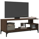 TV Cabinet Brown Oak 102x40x41 cm Engineered Wood and Powder-coated Steel 842415
