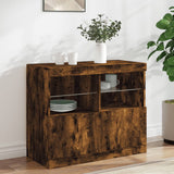 Sideboard with LED Lights Smoked Oak 81x37x67 cm 836662
