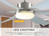 Reversible Ceiling Fan with Light, 6 Blades Indoor Modern Mount LED Lighting Fan with Remote T3398P341458