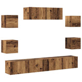 7 Piece TV Cabinet Set Wall-mounted Old Wood Engineered Wood 3329209