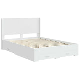 Bed Frame with Storage and Headboard White Engineered Wood 3414087