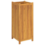 Garden Planter with Liner 42x42x100 cm Solid Wood Acacia 366438