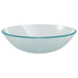Bathroom Sink with Tap and Push Drain Frosted Tempered Glass 3098447