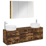 Bathroom Furniture Set 4 pcs Smoked Oak 3407067
