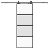 Sliding Door with Hardware Set Black 76x205 cm Tempered Glass 3375969
