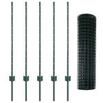 Fence with Posts Green 1 x 10 m Steel 3335967
