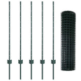Fence with Posts Green 1 x 10 m Steel 3335967
