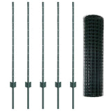 Welded Wire Fence 10 x 1 m PVC-Coated Steel Green Mesh 3335967