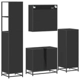 ZNTS 4 Piece Bathroom Furniture Set Black Engineered Wood 3301275