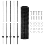 Welded Wire Fence 10 x 1.2 m PVC-Coated Steel Grey Mesh 3336058