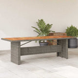 Garden Table with Acacia Wood Top Grey 240x90x75 cm Poly Rattan 365596