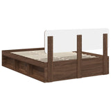 Bed Frame with Headboard Brown Oak 140 x 200 cm Solid Pine Wood 3412075