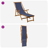 Folding Sun Lounger 2 pcs 3 Position Solid Eucalyptus Wood Blue 3407819