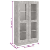 Vitrine Cabinet Concrete Grey 82.5x30.5x150 cm Engineered Wood 802763