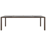 Garden Table with Glass Top Brown Poly Rattan 310595