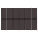 6-Panel Room Divider Brown 300x200 cm Fabric 350239