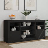 Sideboard with LED Lights Black 142.5x37x67 cm 3209087