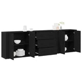 Sideboard Black Oak 240 x 33 x 70 cm Engineered Wood 3333082