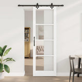 Sliding Door White 78 x 232 cm Solid Pine Wood and Glass 3332276