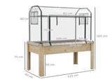 Wooden Planter Box with Greenhouse Cover and Bed Liner, Raised Garden Bed for Vegetables, Flowers, T3398P322156